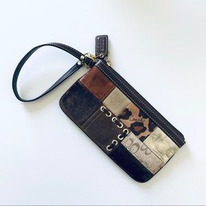 Coach brown/tan wristlet